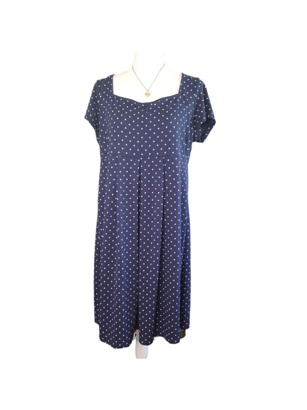Old Navy Maternity Dress Navy Blue and Tan Polka Dots Size Large
